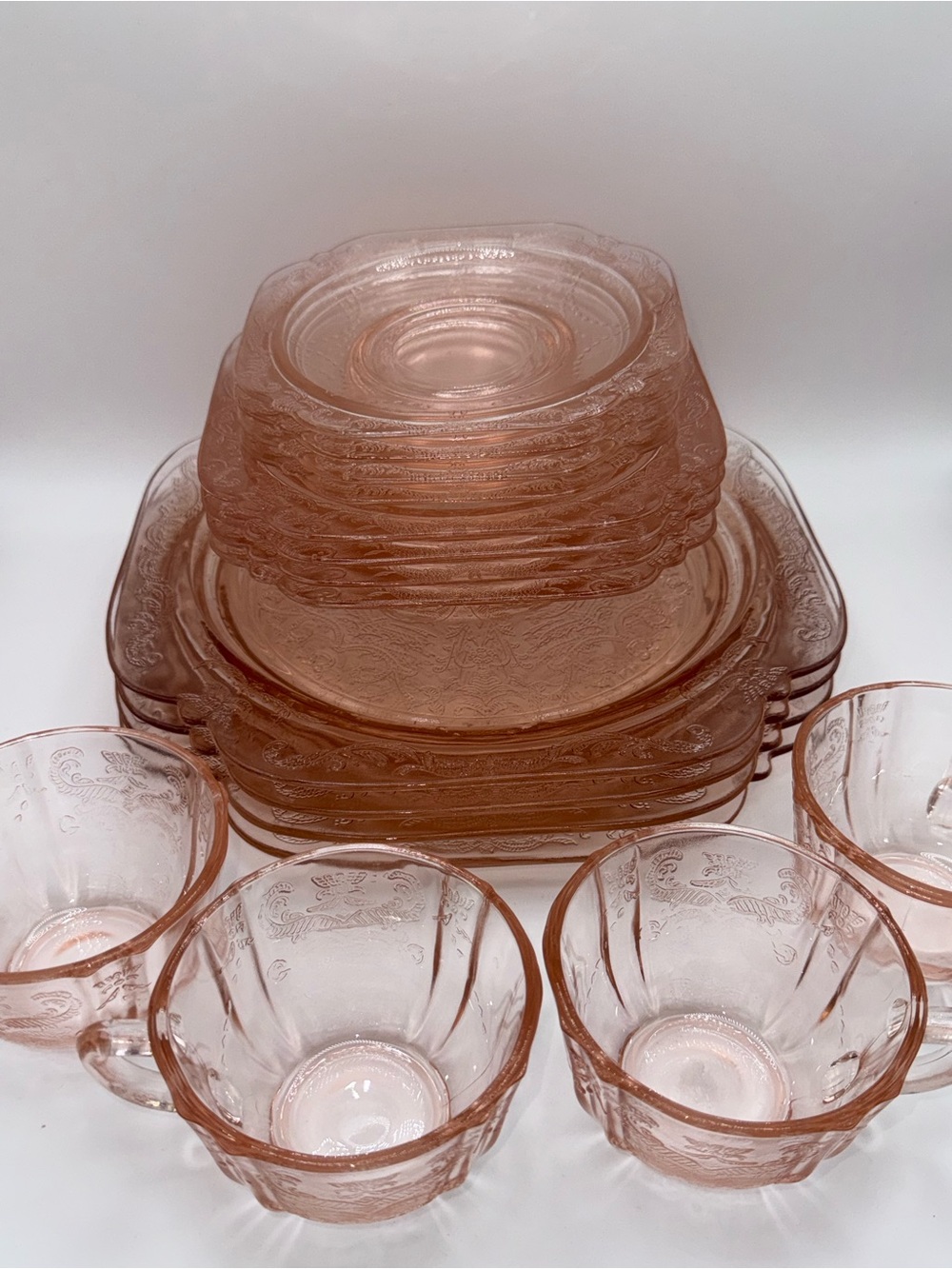 Vintage Indiana Glass Pink Depression Dinnerware Set 4-12 piece lot